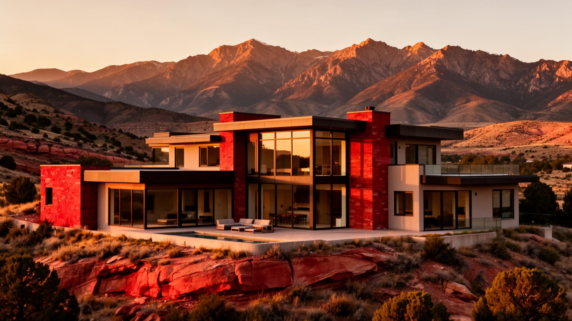 Custom Utah home at golden hour